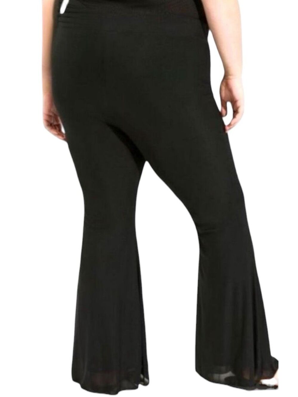 Torrid Festi Black Mesh Stretch Ruched Top Flare Pants Matching Set Plus Size 2 - Picture 6 of 12